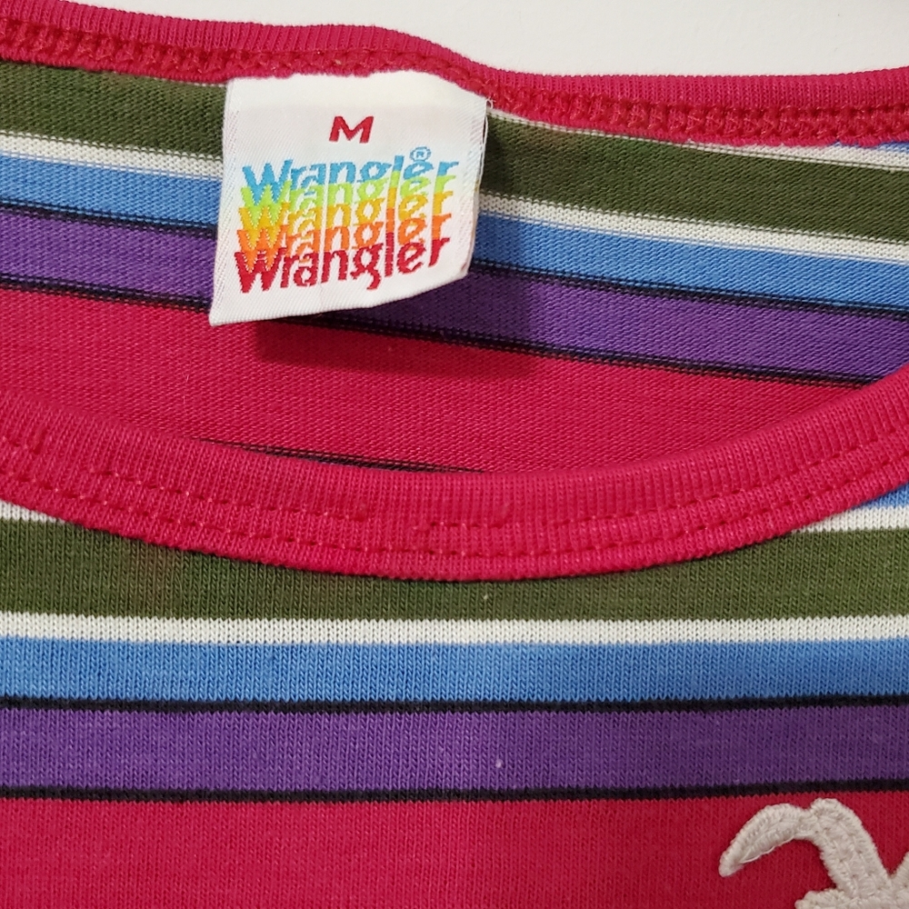 Wrangler Vintage 80s Retro Striped Top Womens Medium - Picture 6 of 10